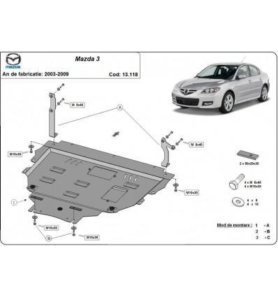Cubre carter metalico Mazda 3 (Desde 2003 hasta 2009)