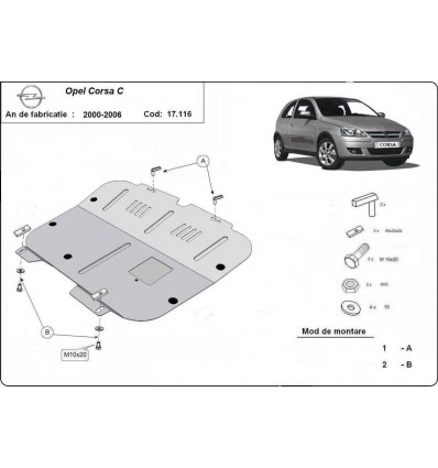 Cubre carter metalico Opel Corsa C (Desde 2000 hasta 2006)