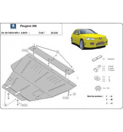 Cubre carter metalico Peugeot 306 (Desde 1997 hasta 2004)
