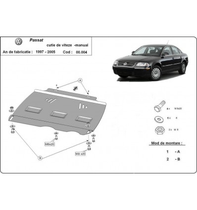 Protección del caja de cambios manuale VW Passat B5, B5.5 (Desde 1997 hasta 2005)