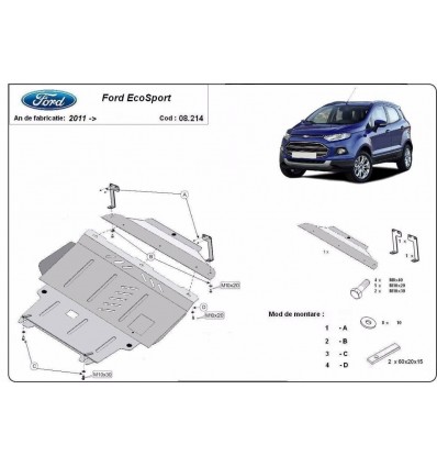 Cubre carter metalico Ford EcoSport (Desde 2011 hasta 2017)