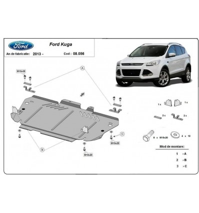Cubre carter metalico Ford Kuga (Desde 2013 hasta 2019)