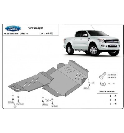 Cubre carter metalico Ford Ranger (Desde 2011 hasta 2022)