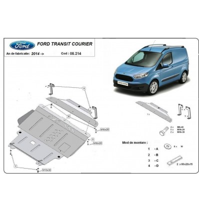 Cubre carter metalico Ford Transit Courier (Desde 2014 hasta 2022)