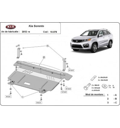 Cubre carter metalico Kia Sorento (Desde 2012 hasta 2018)