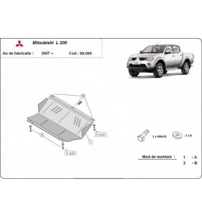 Protector de radiador de acero Mitsubishi L 200 (Desde 2005 hasta 2015)