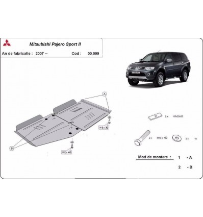 Protección de caja de cambios Mitsubishi Pajero Sport 2 (Desde 2008 hasta 2016)